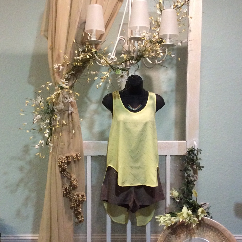 Adorable Gold Studded Dressy Hi-Low Tank